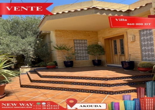 Villa de Plain Pied à Akouda - Bien immobilier à {"id":20,"country_id":219,"name":"SOUSSE","slug":"sousse"} - Image 3 - Agence Immobilière New Way
