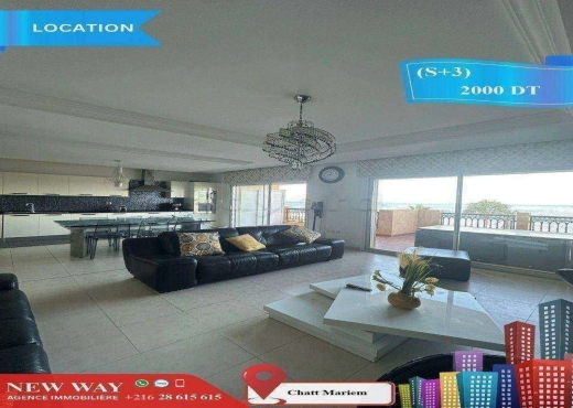 (S+3) Meublé front de mer à Chatt Mariem - Bien immobilier à {"id":20,"country_id":219,"name":"SOUSSE","slug":"sousse"} - Agence Immobilière New Way