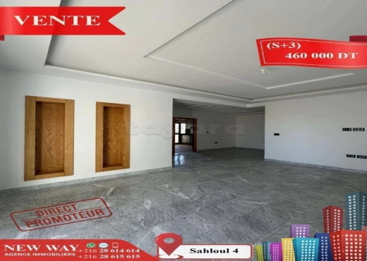 (S+3) Directe Promoteur à Sahloul 4 - Bien immobilier à {"id":20,"country_id":219,"name":"SOUSSE","slug":"sousse"} - Agence Immobilière New Way