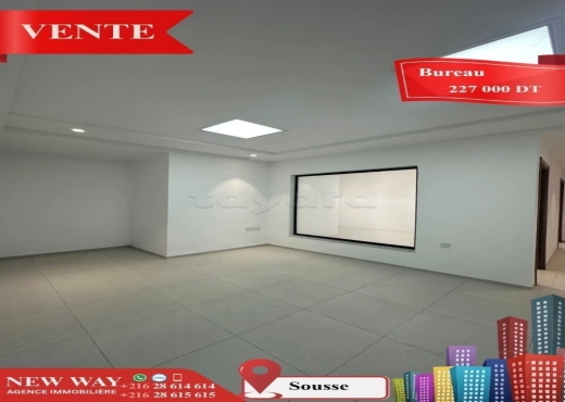 Bureau (A+2) à Sousse avec Place de Parking - Bien immobilier à {"id":20,"country_id":219,"name":"SOUSSE","slug":"sousse"} - Agence Immobilière New Way