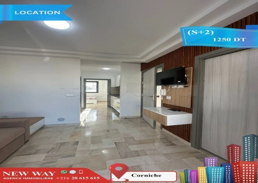 (S+2) meublé à Corniche prés de la mer - Bien immobilier à {"id":20,"country_id":219,"name":"SOUSSE","slug":"sousse"} - Image 3 - Agence Immobilière New Way