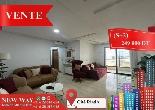 (S+2) à Cité Riadh 1 avec Place de Parking - Bien immobilier à {"id":20,"country_id":219,"name":"SOUSSE","slug":"sousse"} - Agence Immobilière New Way