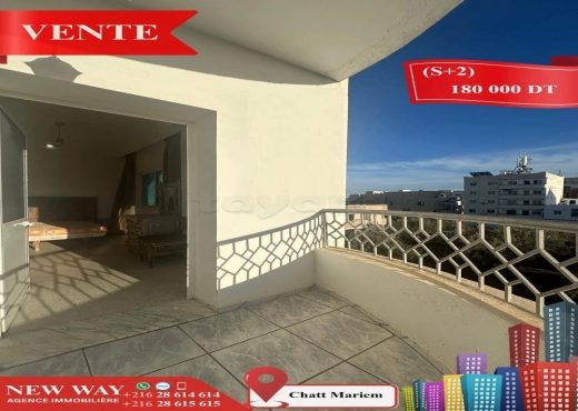 (S+2) Prés de la Mer à Chatt Mariem - Bien immobilier à {"id":20,"country_id":219,"name":"SOUSSE","slug":"sousse"} - Agence Immobilière New Way