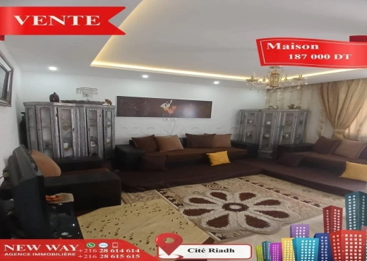 Maison à Cité Riadh , Proche de toutes Commodités - Bien immobilier à {"id":20,"country_id":219,"name":"SOUSSE","slug":"sousse"} - Agence Immobilière New Way