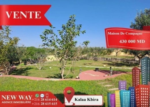 Maison de Campagne à Kalâa Kebira - Bien immobilier à {"id":20,"country_id":219,"name":"SOUSSE","slug":"sousse"} - Agence Immobilière New Way
