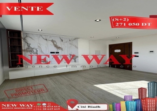 (S+2) Directe Promoteur à Cité Riadh - Bien immobilier à {"id":20,"country_id":219,"name":"SOUSSE","slug":"sousse"} - Agence Immobilière New Way