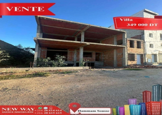 Villa inachevée à Hammam Sousse - Bien immobilier à {"id":20,"country_id":219,"name":"SOUSSE","slug":"sousse"} - Agence Immobilière New Way