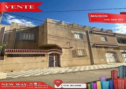 Maison indépendante (S+4) à Cité Riadh - Bien immobilier à {"id":20,"country_id":219,"name":"SOUSSE","slug":"sousse"} - Agence Immobilière New Way