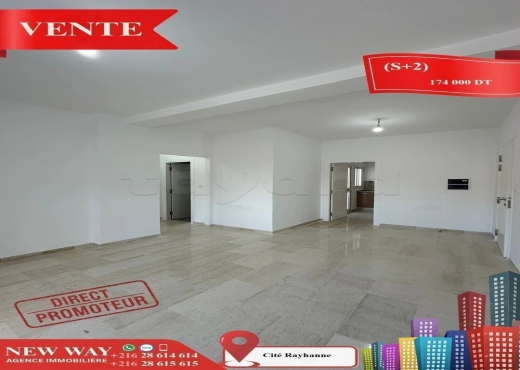 (S+2) Directe Promoteur à Cité Rayhanne - Bien immobilier à {"id":20,"country_id":219,"name":"SOUSSE","slug":"sousse"} - Agence Immobilière New Way