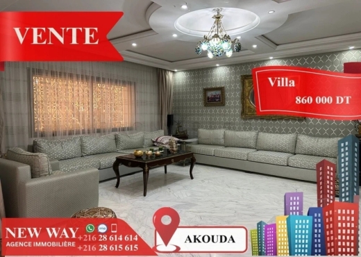 Villa de Plain Pied à Akouda - Bien immobilier à {"id":20,"country_id":219,"name":"SOUSSE","slug":"sousse"} - Image 4 - Agence Immobilière New Way