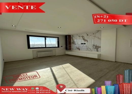 (S+2) Directe Promoteur à Cité Riadh - Bien immobilier à {"id":20,"country_id":219,"name":"SOUSSE","slug":"sousse"} - Image 2 - Agence Immobilière New Way