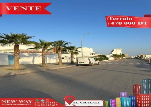 Terrain Fait l'angle à Bouhsina, Prés de l'école F - Bien immobilier à {"id":20,"country_id":219,"name":"SOUSSE","slug":"sousse"} - Agence Immobilière New Way