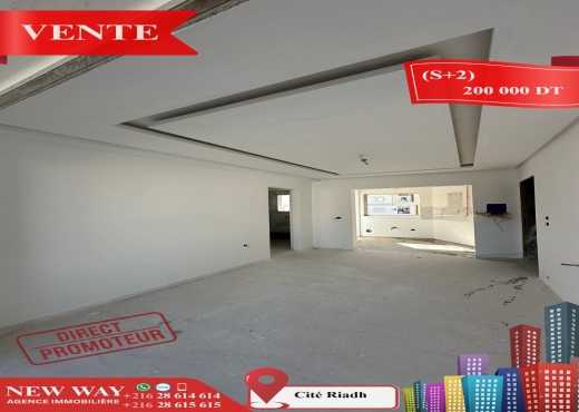 (S+2) Directe Promoteur à Cité Riadh - Bien immobilier à {"id":20,"country_id":219,"name":"SOUSSE","slug":"sousse"} - Agence Immobilière New Way