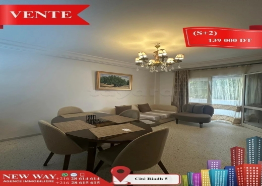 (S+2) à Cité Riadh 5 avec Abri de Voiture - Bien immobilier à {"id":20,"country_id":219,"name":"SOUSSE","slug":"sousse"} - Image 2 - Agence Immobilière New Way