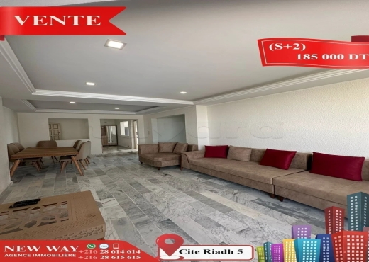 (S+2) à Cité Riadh 5 avec Place de Parking - Bien immobilier à {"id":20,"country_id":219,"name":"SOUSSE","slug":"sousse"} - Agence Immobilière New Way