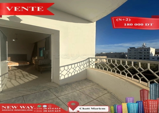 (S+2) Prés de la Mer à Chatt Mariem - Bien immobilier à {"id":20,"country_id":219,"name":"SOUSSE","slug":"sousse"} - Agence Immobilière New Way