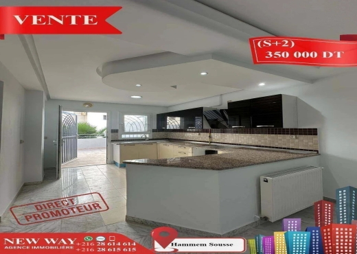 (S+2) Direct Promoteur à Hammem Sousse - Bien immobilier à {"id":20,"country_id":219,"name":"SOUSSE","slug":"sousse"} - Agence Immobilière New Way