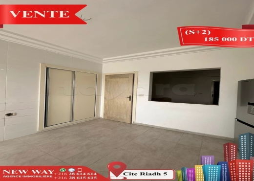 (S+2) à Cité Riadh 5 avec Place de Parking - Bien immobilier à {"id":20,"country_id":219,"name":"SOUSSE","slug":"sousse"} - Agence Immobilière New Way