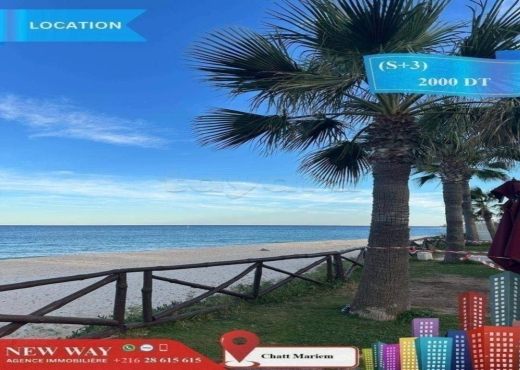 (S+3) Meublé front de mer à Chatt Mariem - Bien immobilier à {"id":20,"country_id":219,"name":"SOUSSE","slug":"sousse"} - Image 3 - Agence Immobilière New Way