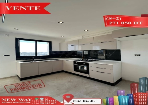 (S+2) Directe Promoteur à Cité Riadh - Bien immobilier à {"id":20,"country_id":219,"name":"SOUSSE","slug":"sousse"} - Agence Immobilière New Way