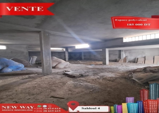 Espace polyvalent à Sahloul 4 - Bien immobilier à {"id":20,"country_id":219,"name":"SOUSSE","slug":"sousse"} - Agence Immobilière New Way