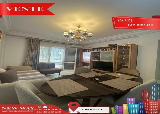 (S+2) à Cité Riadh 5 avec Abri de Voiture - Bien immobilier à {"id":20,"country_id":219,"name":"SOUSSE","slug":"sousse"} - Agence Immobilière New Way